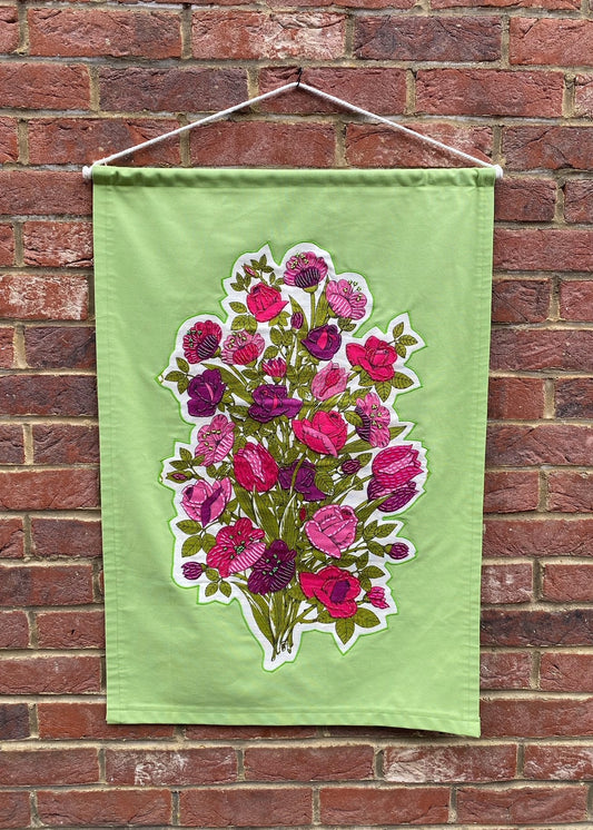 Pink & Purple Flower Beaded Wall Hanging