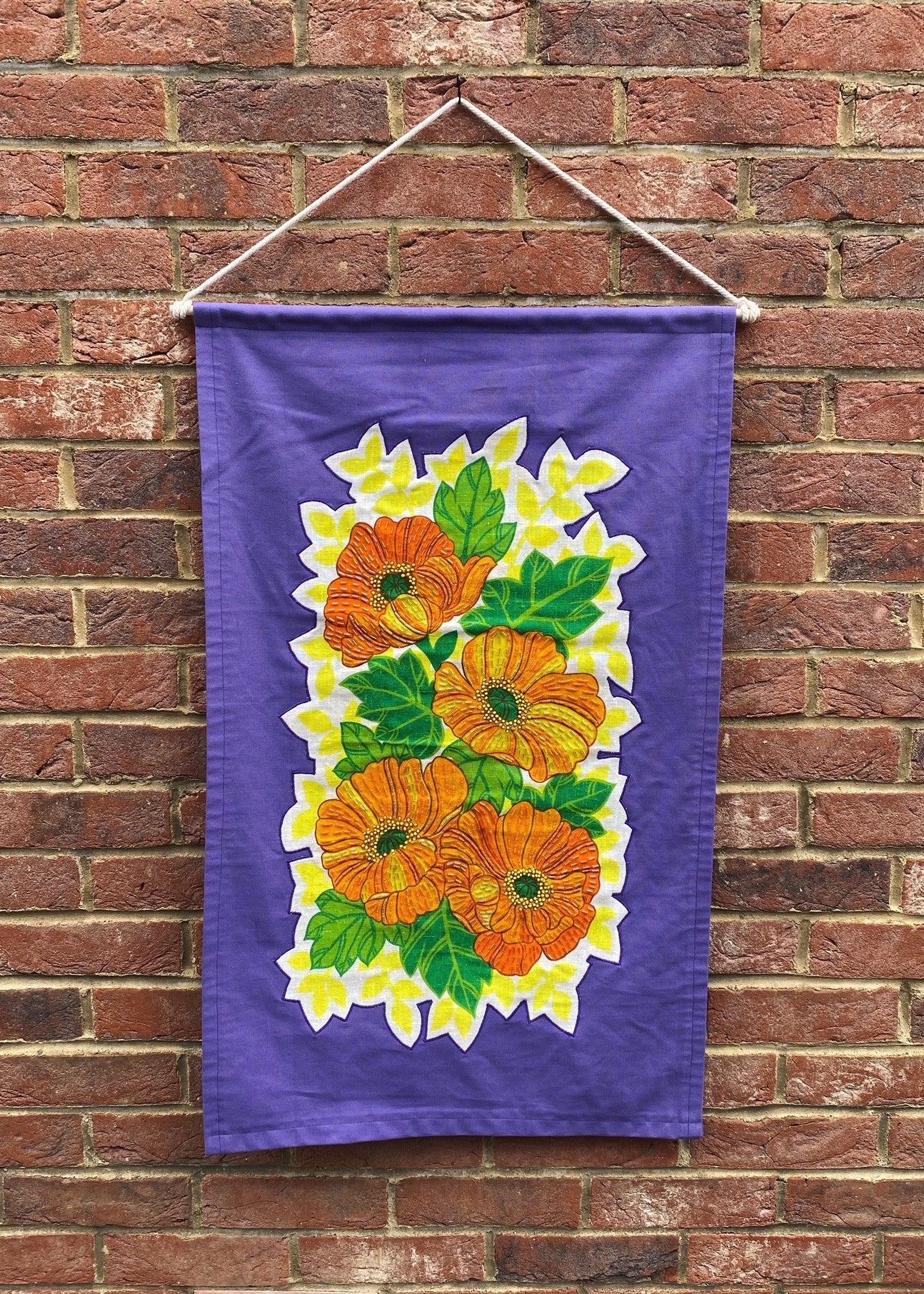 Orange & Yellow Flower Beaded Wall Hanging